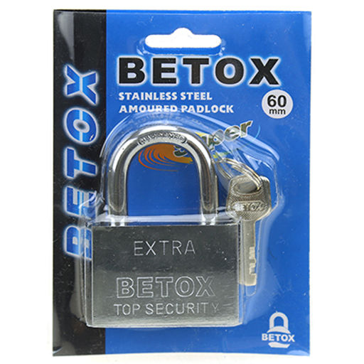 Замок навесной, стальной 60мм "EXTRA" "Betox", 58х83х18мм, 3 ключа, в блистере (Китай)