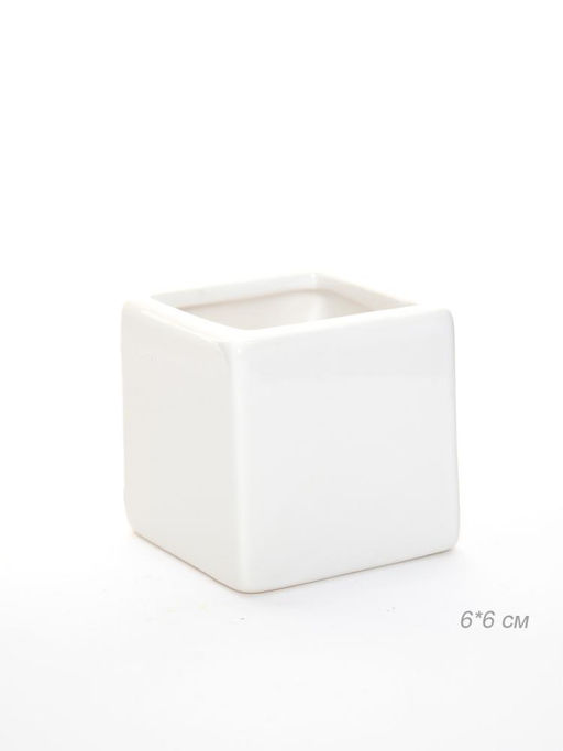 Кашпо Куб 6х6см / 2237W /уп 12/200/белое