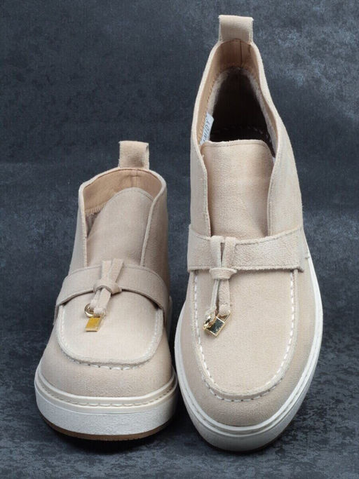 01-5172-5 BEIGE Ботинки женские демисезонные (натуральная замша, байка)