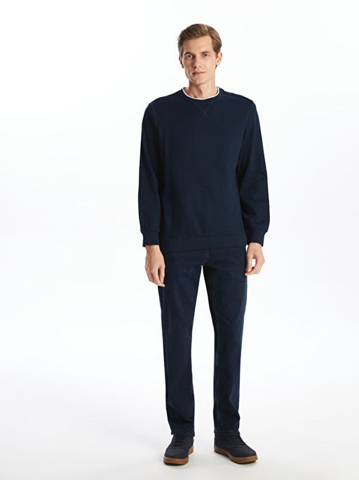 Bisiklet Yaka Uzun Kollu Erkek Sweatshirt