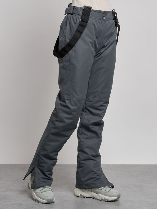 Полукомбинезон утепленный женский зимний горнолыжный серого цвета 7607Sr - Colannia фото 3