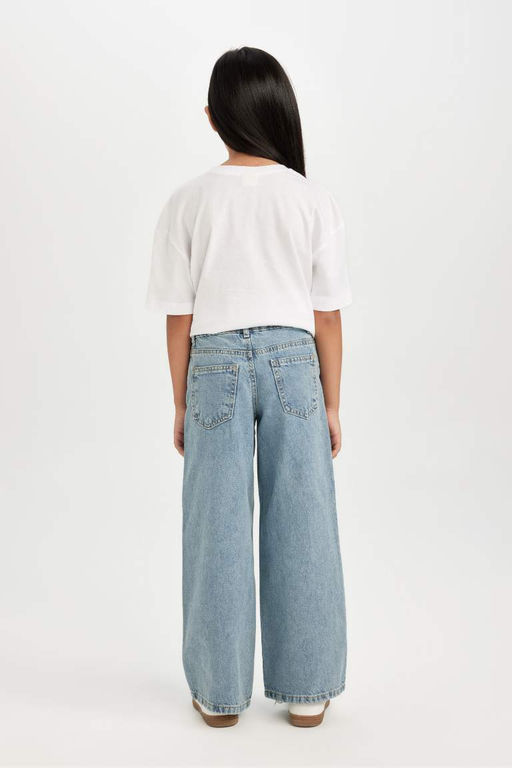 Широкие джинсовые брюки с рваными карманами для девочек и широкими штанинами - Defacto фото 6