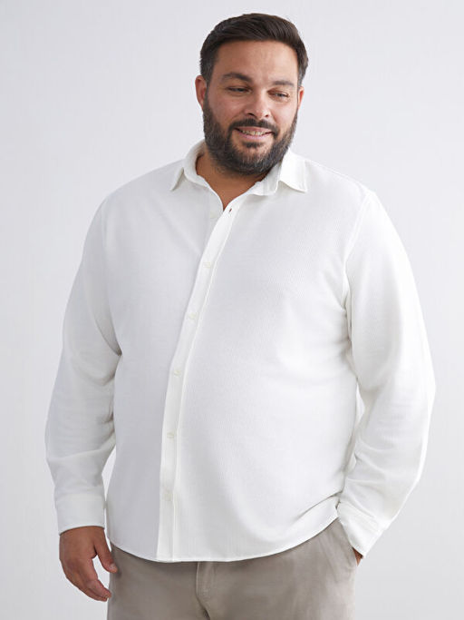 B?y?k Beden Slim Fit Uzun Kollu Erkek G?mlek