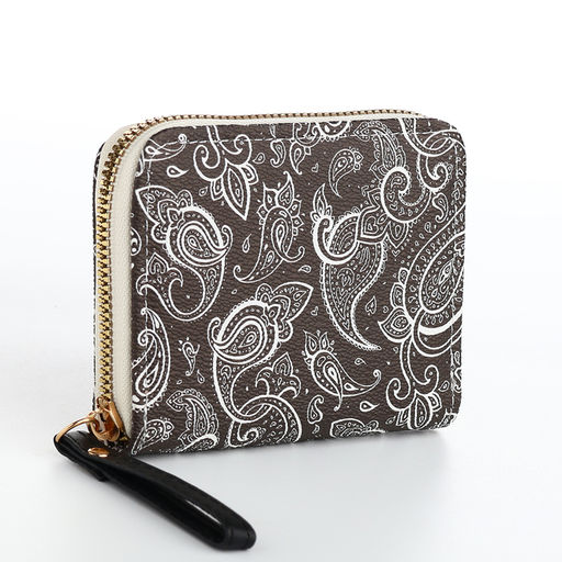 Кошелёк женский на молнии с ремешком, чёрный