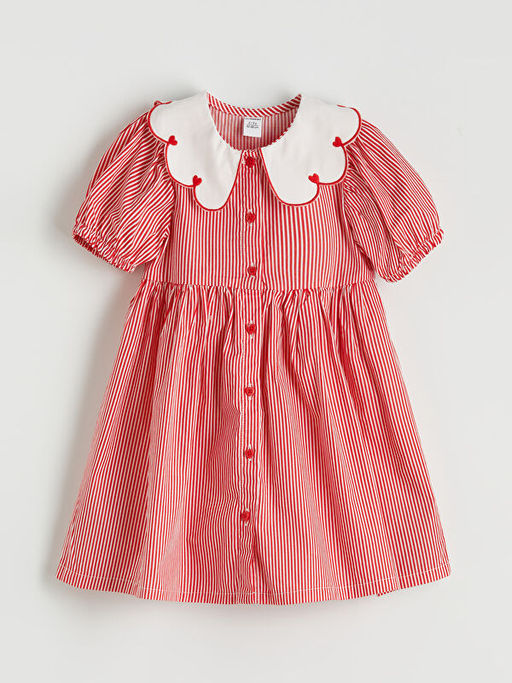 Bebe Yaka K?z ?ocuk ?izgili Elbise