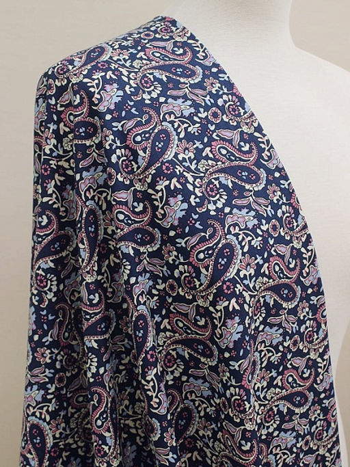 Импорт. хлопок Мерида цв.розовый/чернильно-синий, ш.1.48 м, хл-100%, 100гр/м.кв - Купава фото 2