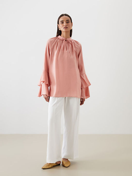 Ba?lamal? Yaka Modal Kar???ml? Kad?n Tunik