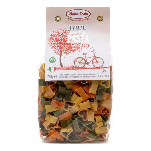 Макаронные изделия фигурные без яиц со шпинатом и томатами Любовь (Love pasta) (0,250 кг) - Dalla costa фото 2