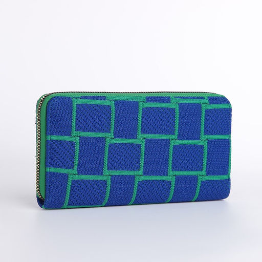 Кошелёк женский на молнии, 19.5×2.5×10 см, с геометрическим узором, синий/зелёный
