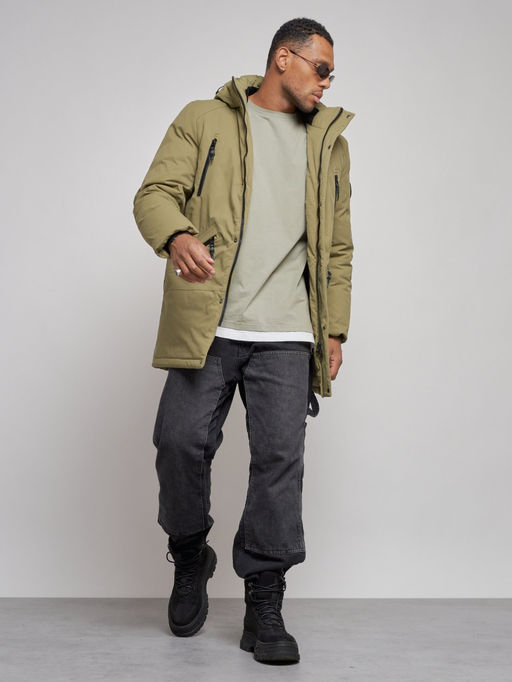 Парка мужская зимняя удлиненная молодежная зеленого цвета 8305Z - Wonderrman фото 11