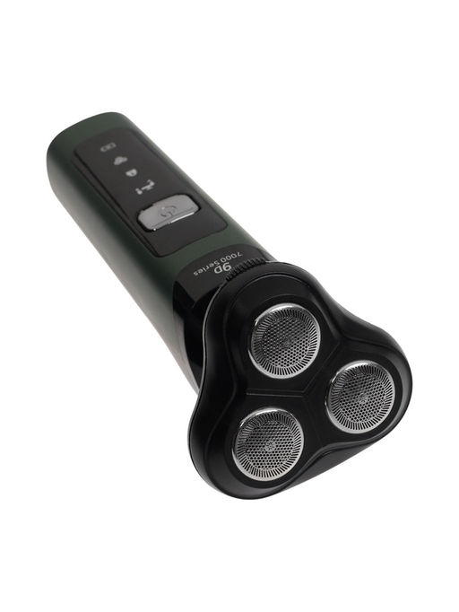 Электробритва LBR-13, роторная, 3 Вт, триммер, 3 головки, сухое бритьё, от АКБ, зелёная