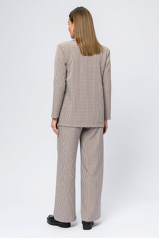 Жакет черный в мелкую клетку удлиненный с отложным воротником - 1001dress фото 18