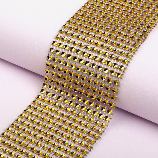 Лента с имитацией страз, 6 см, 9±1 м, цвет золотой