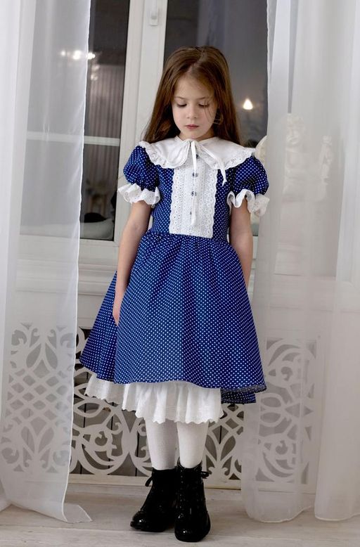 платье для девочки МТ22-4Шарлотта горошек на синем - Etoelf фото 3