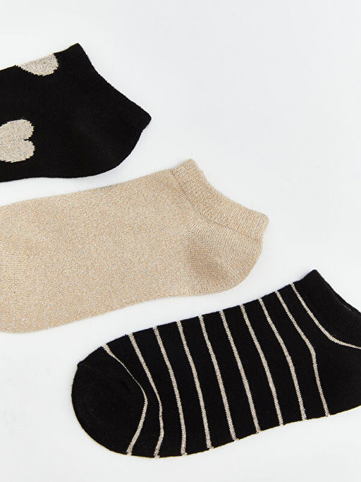 Desenli Kad?n Patik ?orap 3l?