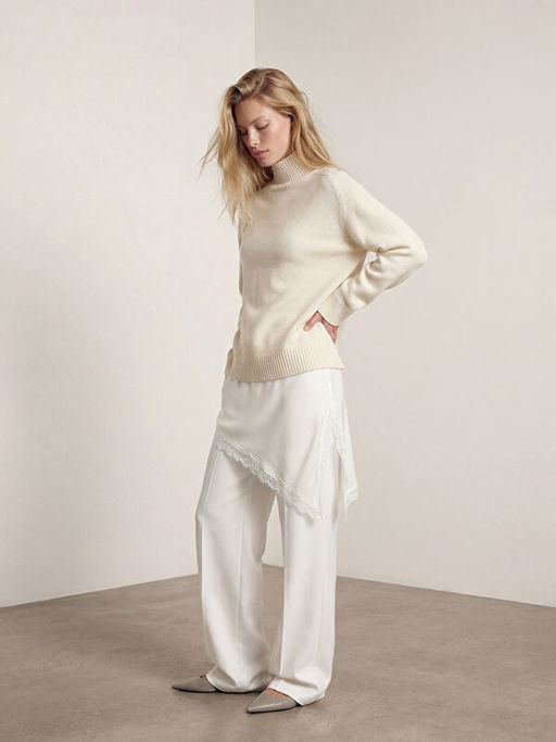 Bal?k?? Yaka Metal Aksesuarl? Kad?n Triko Kazak