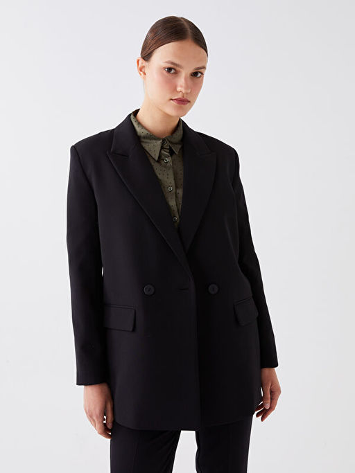 D?z Uzun Kollu Kad?n Blazer Ceket