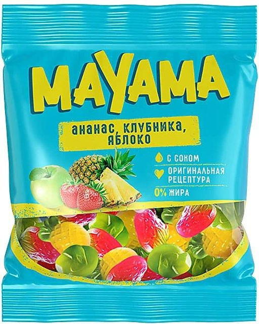 Цена за 5 шт .Mayama, мармелад жевательный в форме ягод и фруктов, 70 г