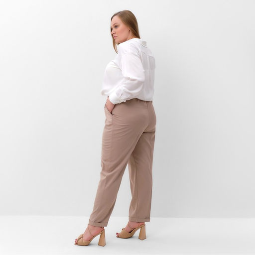 Брюки женские MIST plus-size, размер 56, серо-бежевые