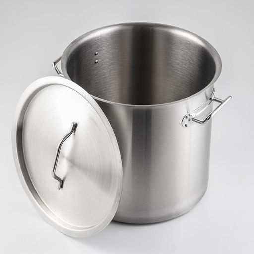 Кастрюля Hanna Knövell HoReCa, 20 л, толщина 0.8 мм, 201 сталь, с крышкой, с теплораспределительным слоем, индукция, нержавеющая сталь