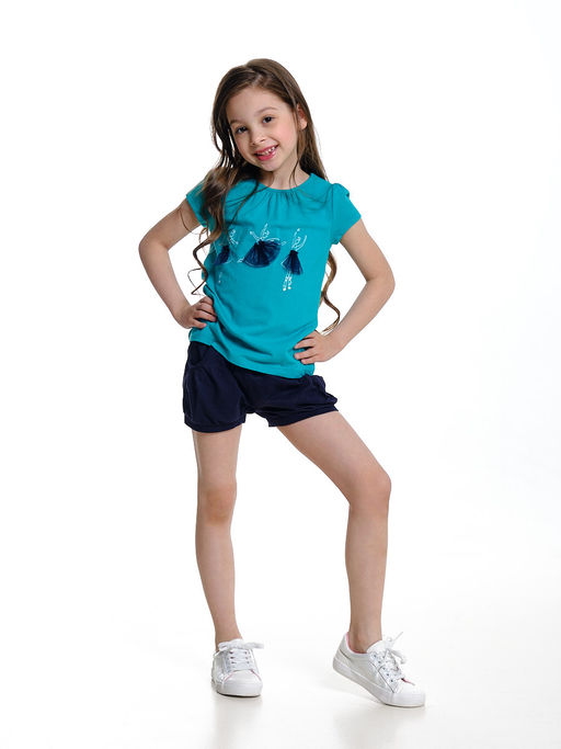 Комплект для девочки с шортами UD 3419/3420 изумрудный - Mini maxi фото 11