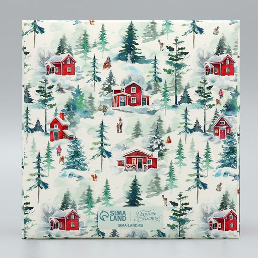 Цена за 5 шт. Коробка складная на 4 капкейка с окном «С Новым годом!», 16×16×10 см