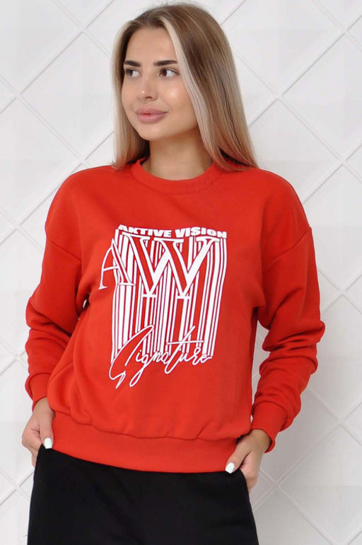 Арт. 1595 Свитшот женский 44-52 (5 шт) Цвет:красный - Калинка фото 2