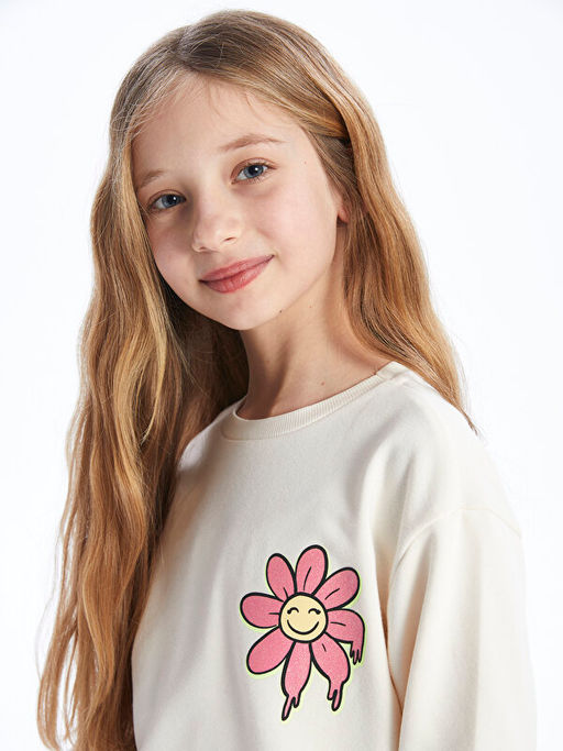 Bisiklet Yaka Uzun Kollu K?z ?ocuk Sweatshirt - Waikiki фото 3