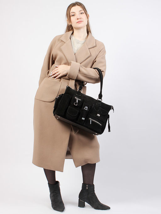 LACCOMA сумка Y2431F-черный натуральная замша, натуральная кожа полиэстер  фото 2