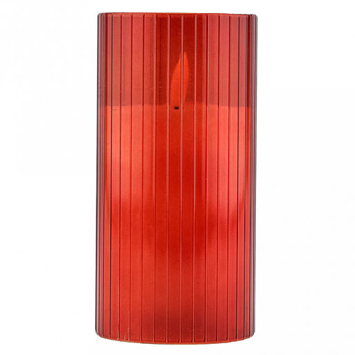 Свеча в цветной колбе, восковая, светодиодная на батарейках д7,5см h15,2см, свет теплый, с мерцанием, колба стекло, цвет терракотовый, питание от 2-х батареек АА (в комплект не входят), в коробке (Китай)