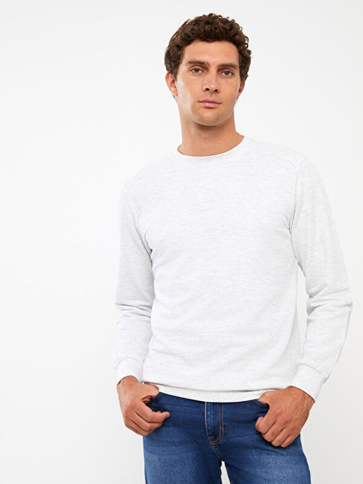 Bisiklet Yaka Uzun Kollu Erkek Sweatshirt