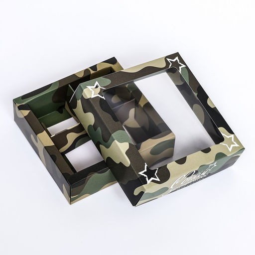 Цена за 5 шт. Коробка для 4 конфеты, Камуфляж 12.6?12.6?3.5 см