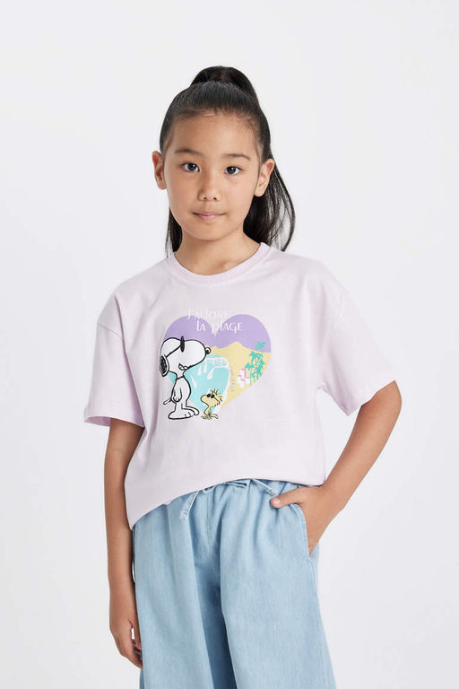 Футболка Snoopy Relax Fit с короткими рукавами для девочек - Defacto фото 4
