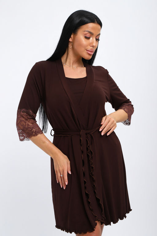 Халат женский из вискозы Адель Нуар шоколад - Амадэль фото 16