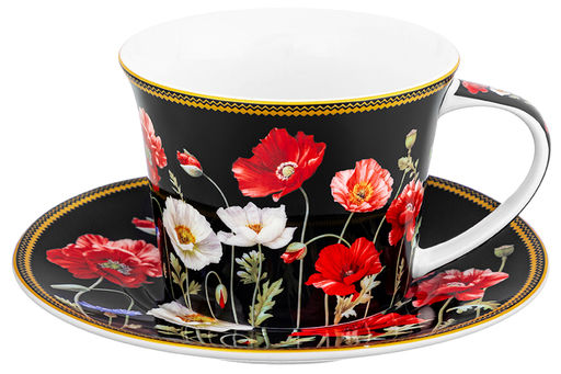 Чайн. пара 2 пр. 270 мл 12,5*9,5*7 см  Маки на черном NEW BONE CHINA - Elan gallery фото 14