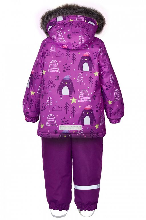Зимний раздельный комбинезон для девочки FRANKY Сиреневый (пингвины)
