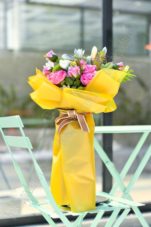 Пленка матовая для цветов 58*58 см (20 шт) SF-2354, нежно-голубой - Больше подарков фото 5