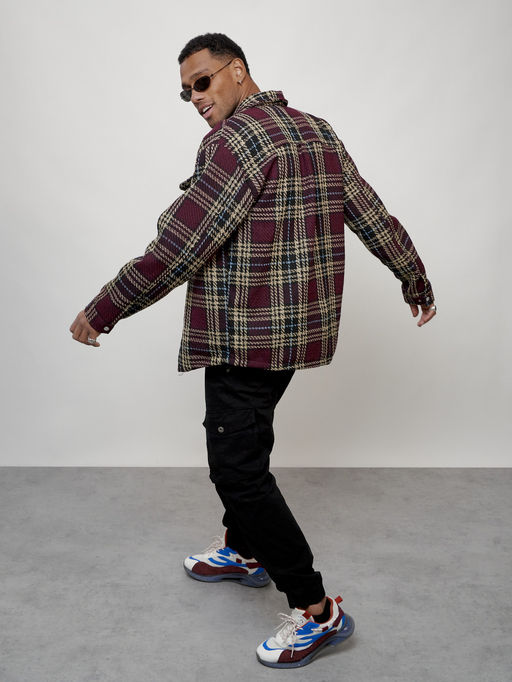 Ветровка рубашка мужская букле бордового цвета 58378Bo - Mtforce фото 8