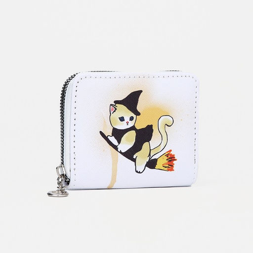 Кошелёк детский «Котёнок», маленький, на молнии, белый