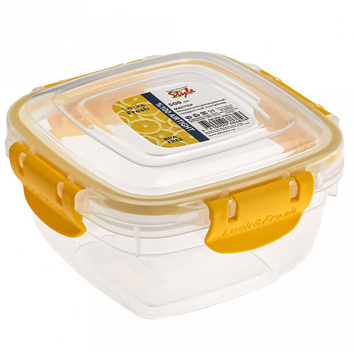 Контейнер для продуктов пластмассовый Мастер 0,5л, 12х12х6,5см, квадратный, с клипсами, воздухонепроницаемый (герметичный), съемный силиконовый уплотнитель, подходит для СВЧ, цвета микс (Россия) - Домашняя мода фото 3