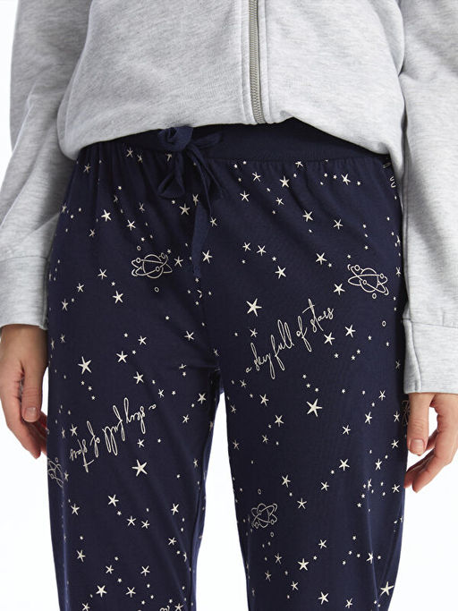 Beli Lastikli Bask?l? Kad?n Pijama Alt