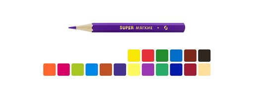 ВКФ Super Набор цветных карандашей, короткие Диплодок SТCP-3018 заточенный 16 х 18 цв