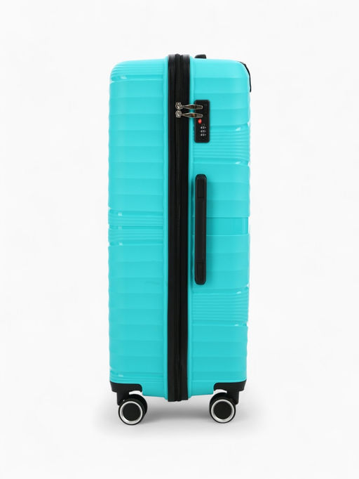 Чемодан на колёсах большой 111 л (L), на молнии, кодовый замок, 4 колеса, голубой