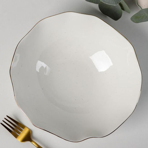 Салатник Доляна Млечный путь, 1.4 л, d=22 см, фарфор, белый в крапинку