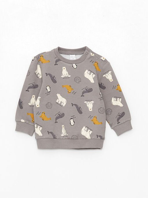 Bisiklet Yaka Uzun Kollu Bask?l? Erkek Bebek Sweatshirt ve Tayt 2li Tak?m - Waikiki фото 2