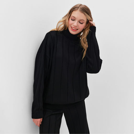 Костюм женский (джемпер, брюки) MINAKU: Knitwear Collection, размер 50-52, чёрный