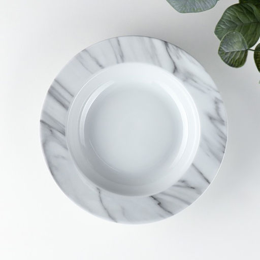 Тарелка керамическая глубокая Доляна Мрамор, 300 мл, d=21 см, цвет белый и серый  фото 2