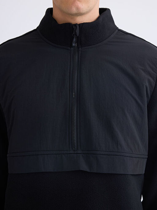 Dik Yaka Uzun Kollu Polar Erkek Sweatshirt