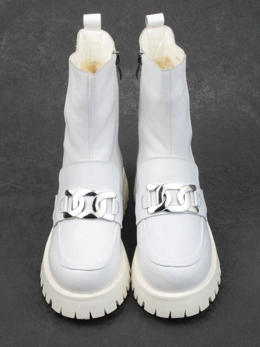 04-YPM5807B WHITE Ботинки зимние женские (натуральная кожа, натуральный мех) - Фабричный китай фото 7