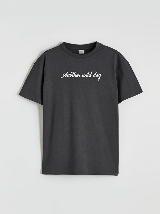 Bisiklet Yaka Erkek ?ocuk Bask?l? Ti??rt